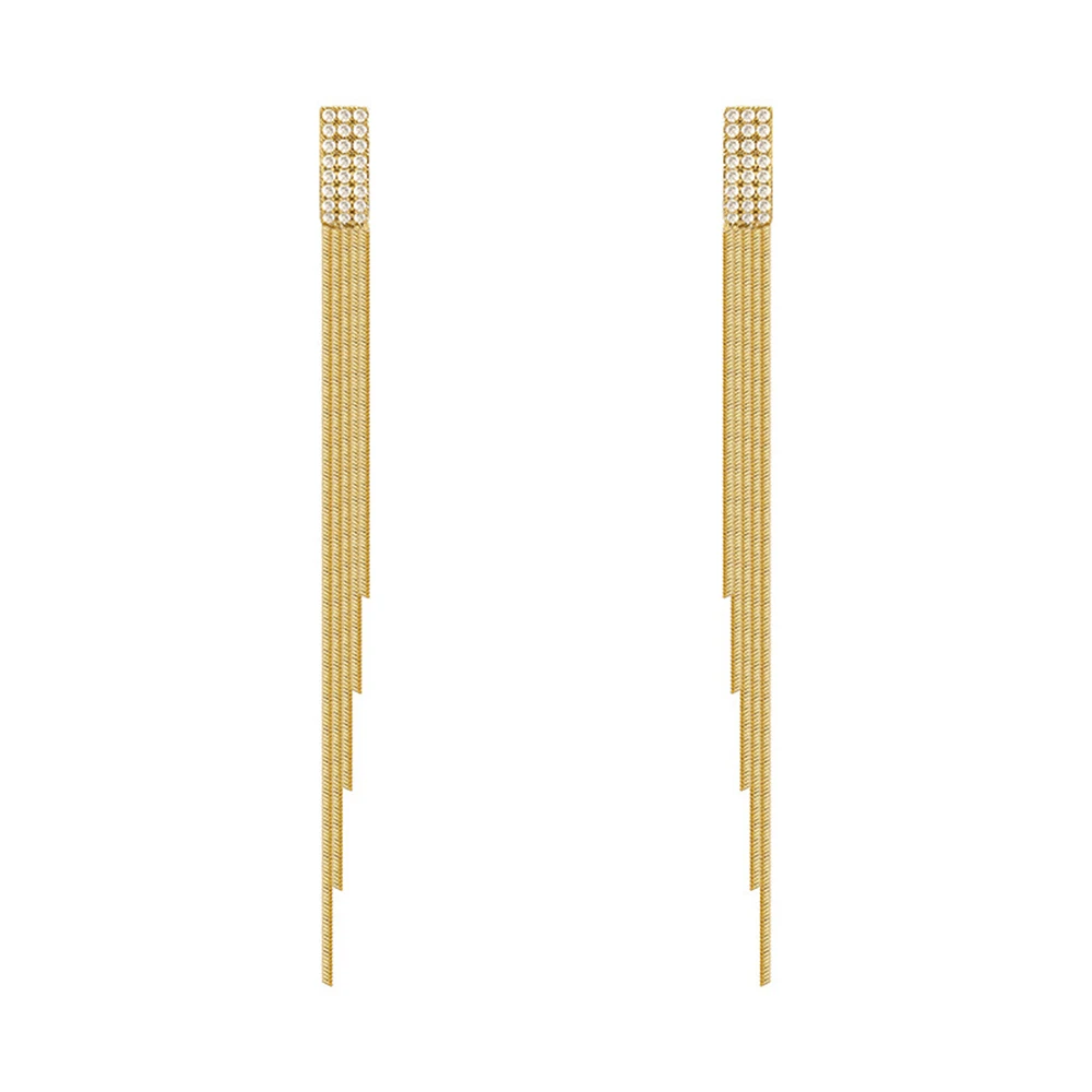 

Fashion temperament long tassel earrings s925 silver needle stud earrings micro inlaid new trendy ladies earrings