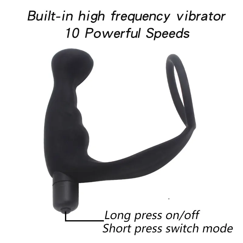 DOPAMONKEY Prostate massage silicone Anal Plug Dildo10 speeds Vibrator Butt Delay Ejaculation Ring Sex Toys For Men Gays | Красота и