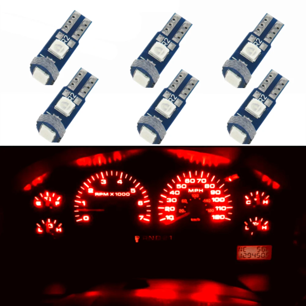 WLJH 6x Canbus T5 LED лампа 3030 SMD 73 74 клиновидный светильник для панели приборов автомобиля Audi A4 A6 A8 S4 S8.