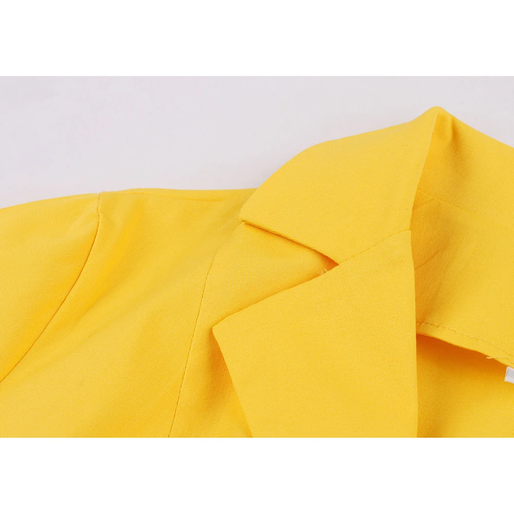 

Solid Color Summer Plus Size Dress Women Oversized Yellow Vintage 50s Rockabilly Sundress Robe Retro Party Feminino Vestidos