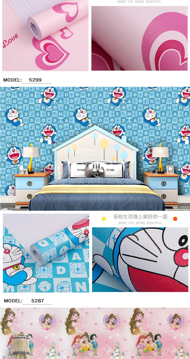 DIY ПВХ мультфильм самоклеющиеся обои гостиная спальня ТВ Задняя Детская комната мальчик девочка водонепроницаемые настенные стикеры на обои
