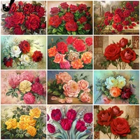 diamond painting blooming flower 5d diy wall art beautiful rose flower applique diamond embroidery inlaid home room decoration