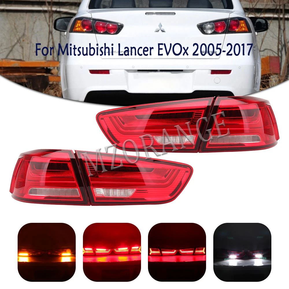 1 Set LED Tail Light For Mitsubishi Lancer EVOx 2005-2017 Tail stop Brake Lamp Turning Signal Light Warning Light car styling