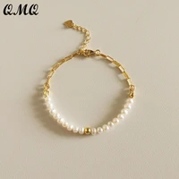 vintage natural pearl bracelets for women girls personality 18k gold plating 925 sterling silver chain bracelet lobster clasps