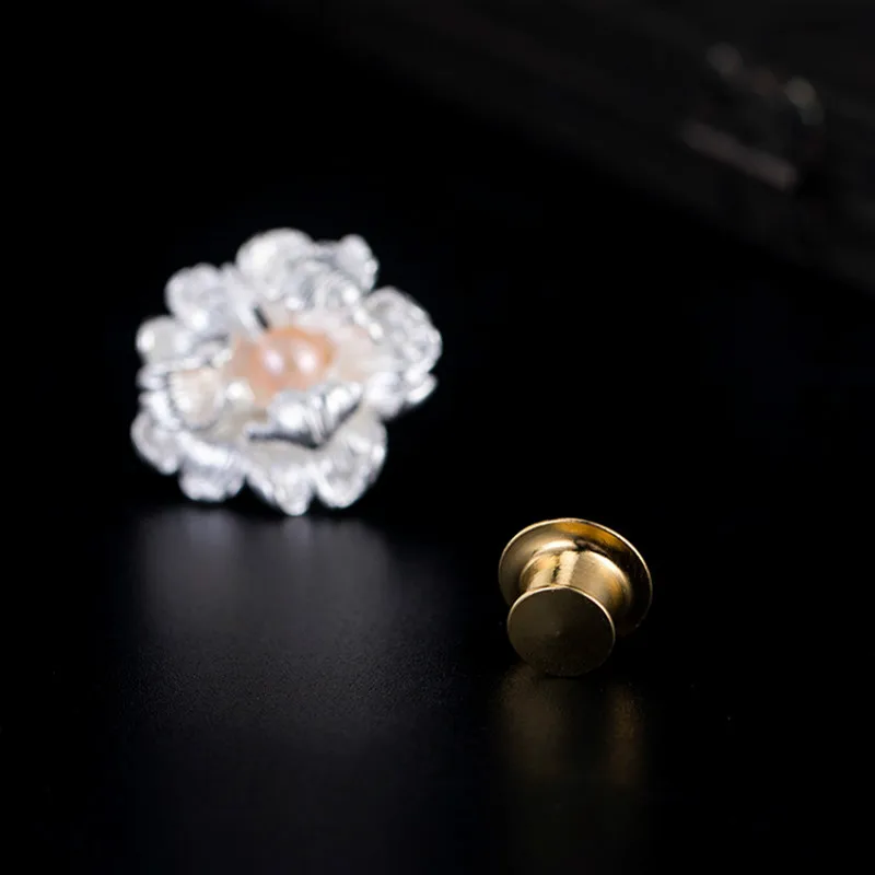 Настоящие женские броши из серебра 925 пробы с розовыми пионами в китайском стиле