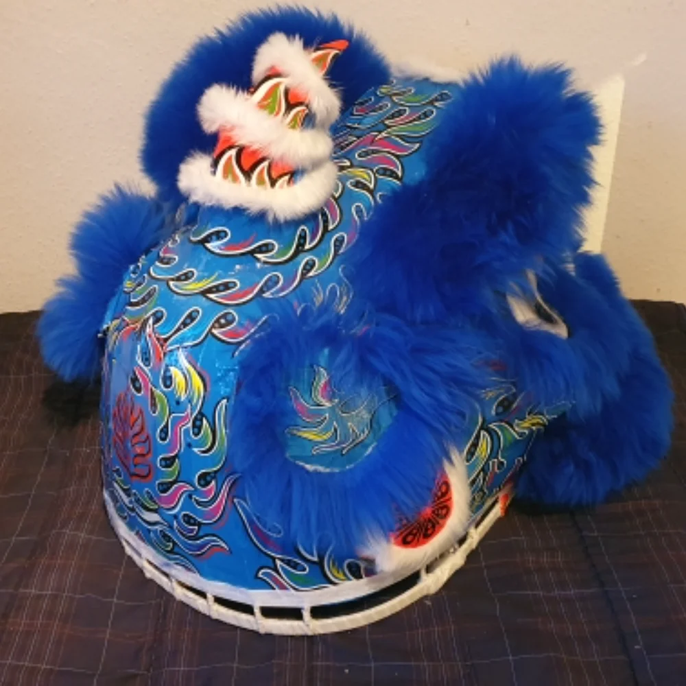 Танцевальный Костюм-талисман с голубым львом ручной работы искусство китайского