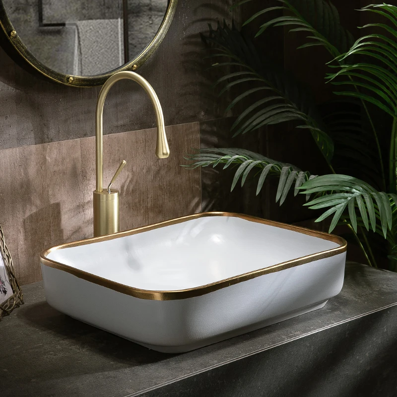 Прямоугольная ванная комната Lavabo керамическая Столешница умывальник