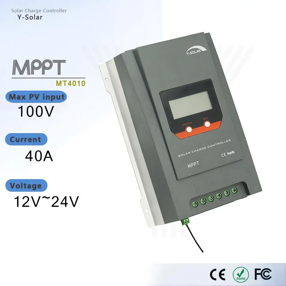 Y-SOLAR MPPT 40A Солнечный Контроллер заряда 12 В/24 В Авто Солнечная панель регулятор заряда батареи с ЖК-дисплеем четыре зарядки MT4010