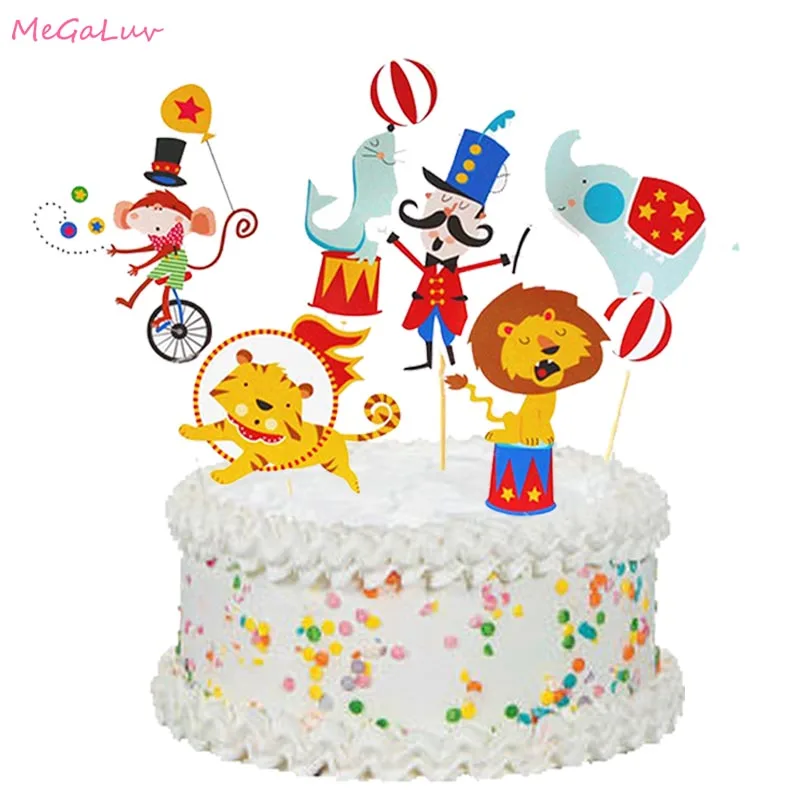 

24pcs Circus Cake Toppers Clown Cupcake Topper Baby Shower Kids Birthday Party Supplies Cake Top Flag Banner Decoration