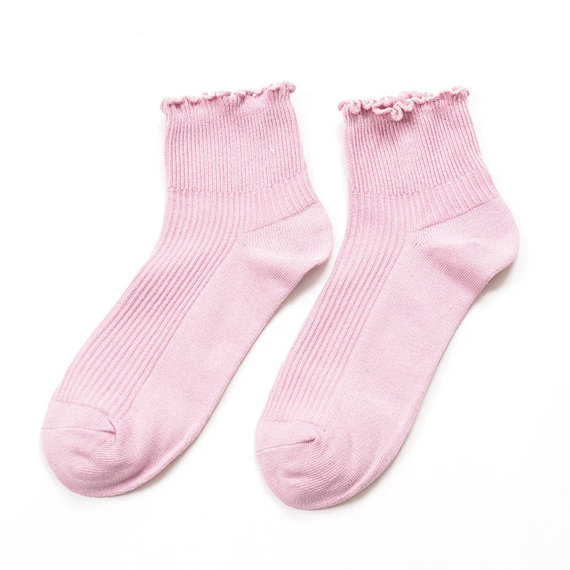 Новые модные весенне летние носки тонкие однотонные хлопковые с декоративной