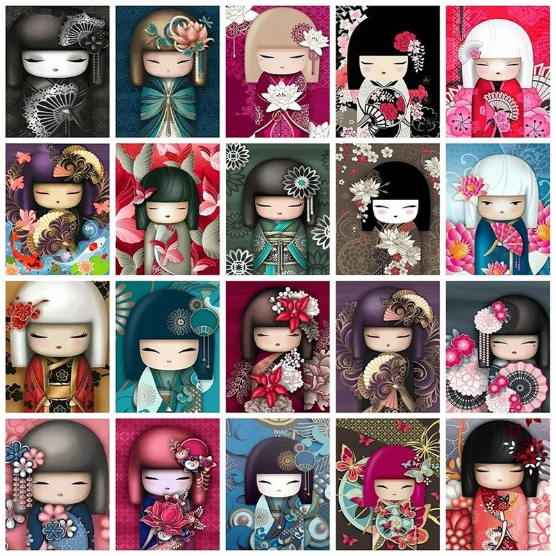 

DIY Diamond Painting Cartoon Girl Full Square Diamond Embroidery Portrait Cross Stitch Kit Japanese Wall Home Decor Gift for Kid