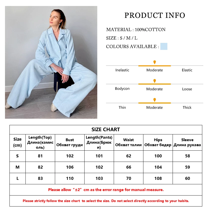 

Clacive Blue Casual Women Sets Fashion Lapel Long Sleeve Blouse Mathing High Wasit Pants Set Elegant Wide Leg Pant 2 Peice Set