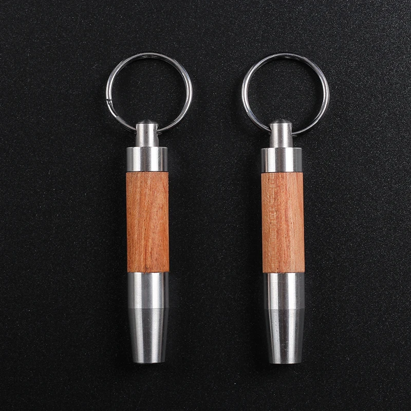 Новинка 1 шт. кольцо для ключей сигар из нержавеющей стали и дерева брелок