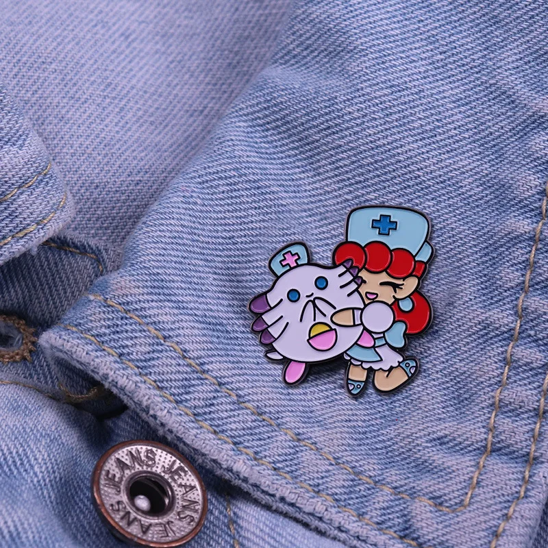 Милые искусственные и желтые эмалевые булавки Мультяшные розовые бриллиантовые