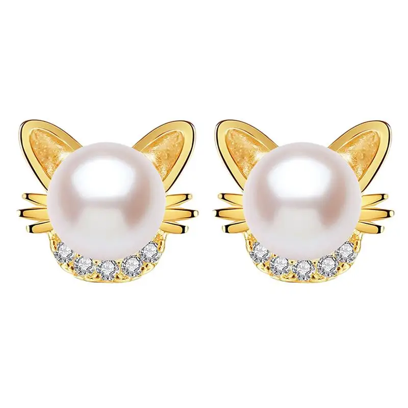 Серьги-гвоздики с пресноводным жемчугом золотистые/серебристые 2019 | Украшения и