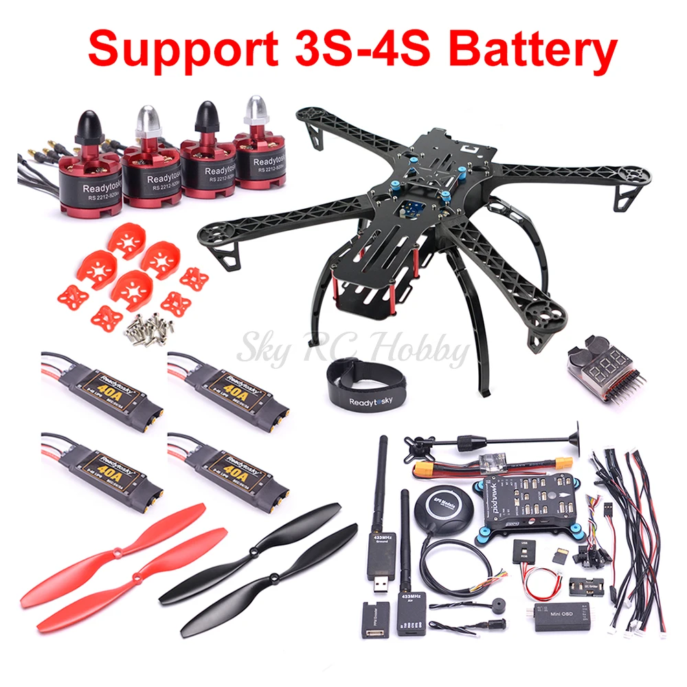 F450 450 мм X500 S500 Квадрокоптер рамка PIXHAWK 2.4.8 управление полетом M8N gps I2C PPM RGB модуль OSD 433 МГц 2212 двигатель 40A 2-4S ESC