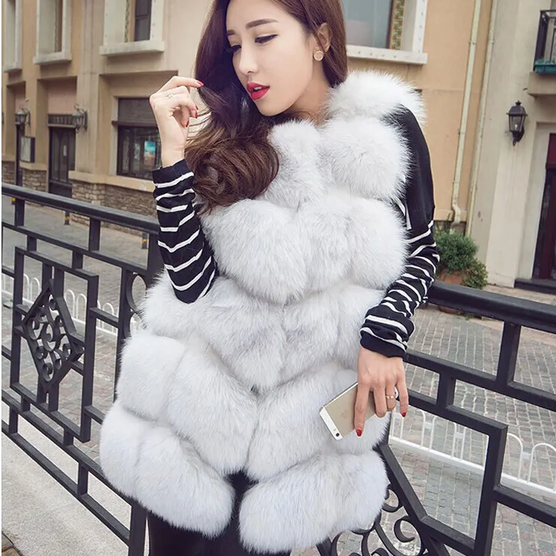 Высококачественная меховая жилетка роскошная теплая Женская из искусственного