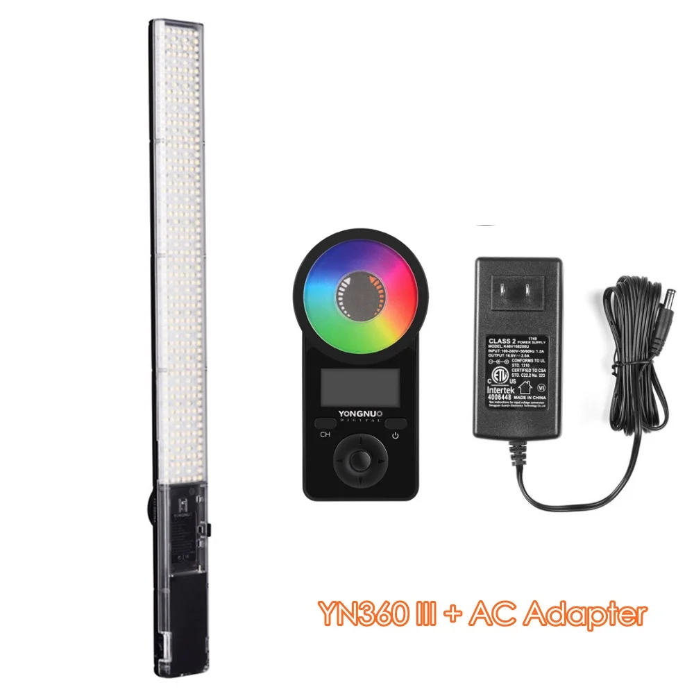 YN360III adapter YONGNUO YN360 III YN360III ручной светодиодный светильник для видео с сенсорным регулированием Bi-colo 3200k до 5500k RGB цветовая температура с пультом дистанционного управления - Цвет: YN360III adapter
