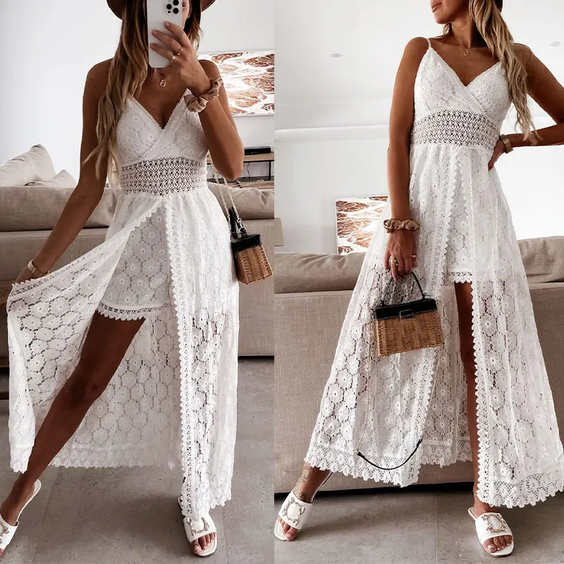 

Sling Hollow Out Patchwork Women Playsuit Sleeveless Backless Sexy Female Playsuits 2021 Summer Elegant Holiday New Lady Rompers