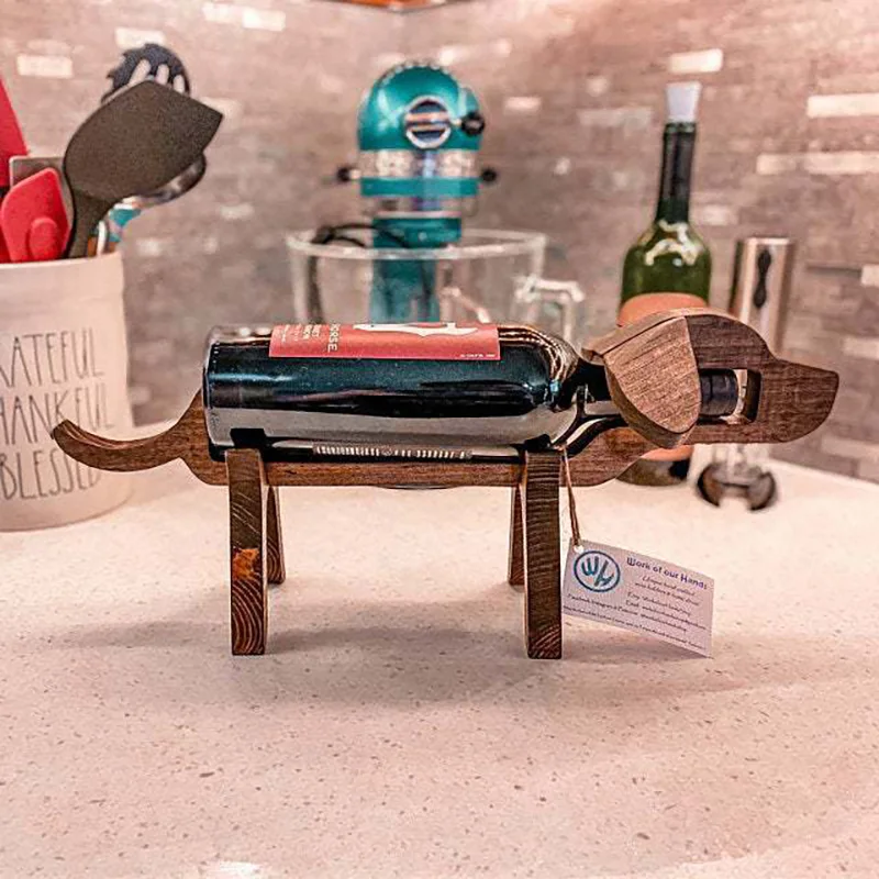 

Wooden Beagle Wine Rack Wine Rack Pig Ornaments Wine Cabinet Decorations Home Decoration Kitchen Accessories