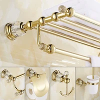 european crystal towel rack set gold bathroom storage shelf bathroom hardware kit pendant wall mounted paper holder