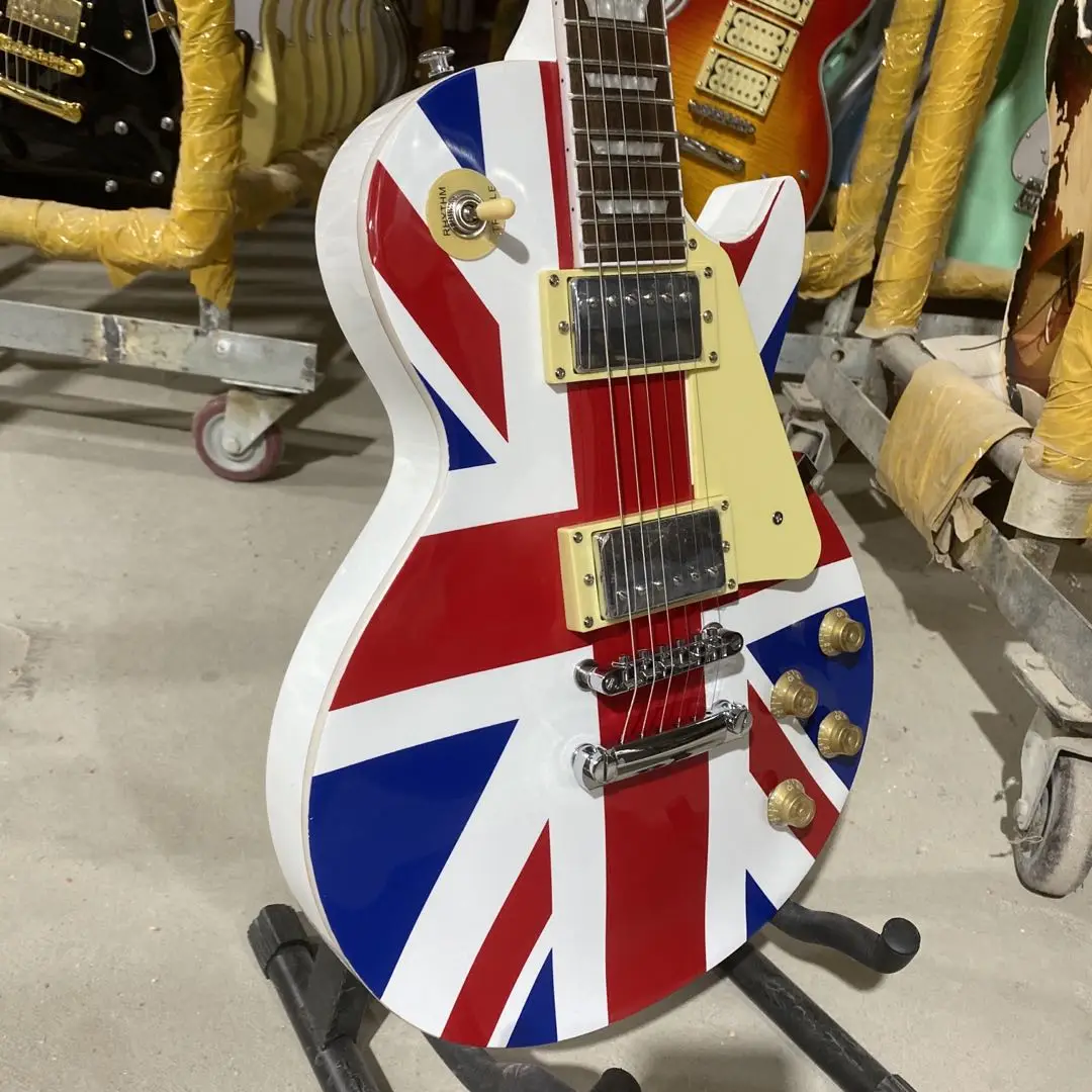 

Standard Electric Guitar UK Flag Rosewood Fingerboard Silver Hardware High Quality Guitarar Free Shipping