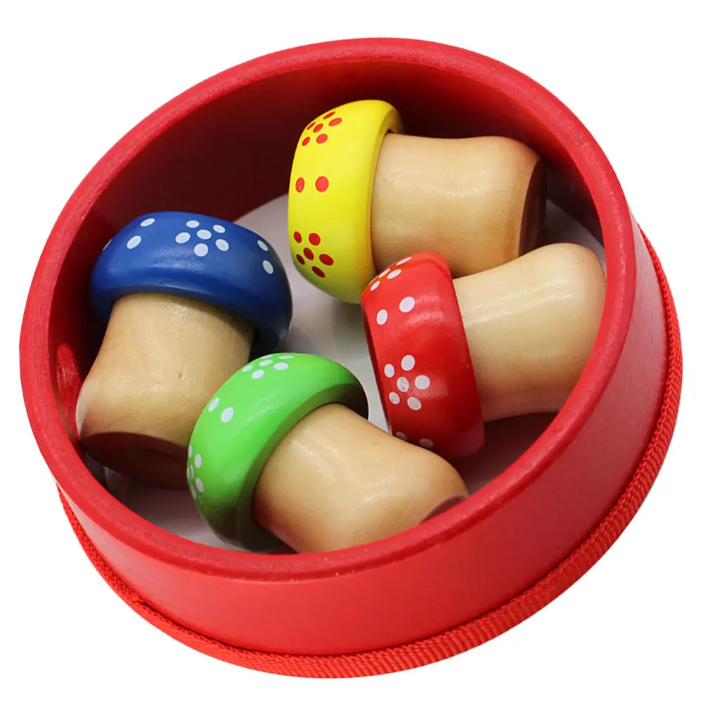 

4PCS Mini Kaleidoscopes Wooden Mushroom Craft Polygon Toy Cartoon Kaleidoscope Educational Prop (Random Color)