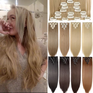 S-noilite 8 шт.компл. 24 дюйма длинные прямые 53 цвета на заколках в одном удлинитель волос черный коричневый винно-красный зажим шиньон для женщин