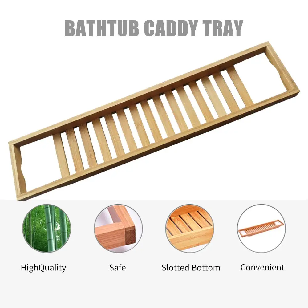 Hot Nonslip Bathtub Caddy Tray Bamboo Spa Organizer Soap Book Wine Towel Holder Bathroom Accessories | Дом и сад