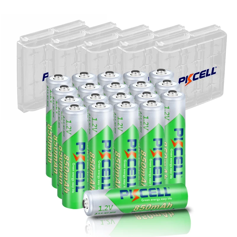 

20pcs PKCELL AAA Rechargeable Battery 850mAh 1.2V NI-MH Low Self Discharge 3A Batteries and 5pcs Battery Box for Electric Device