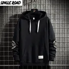 Толстовка мужская однотонная с капюшоном, свитшот с простой рисунок, повседневное черное худи в стиле Харадзюку, Японская уличная одежда, весна 2021