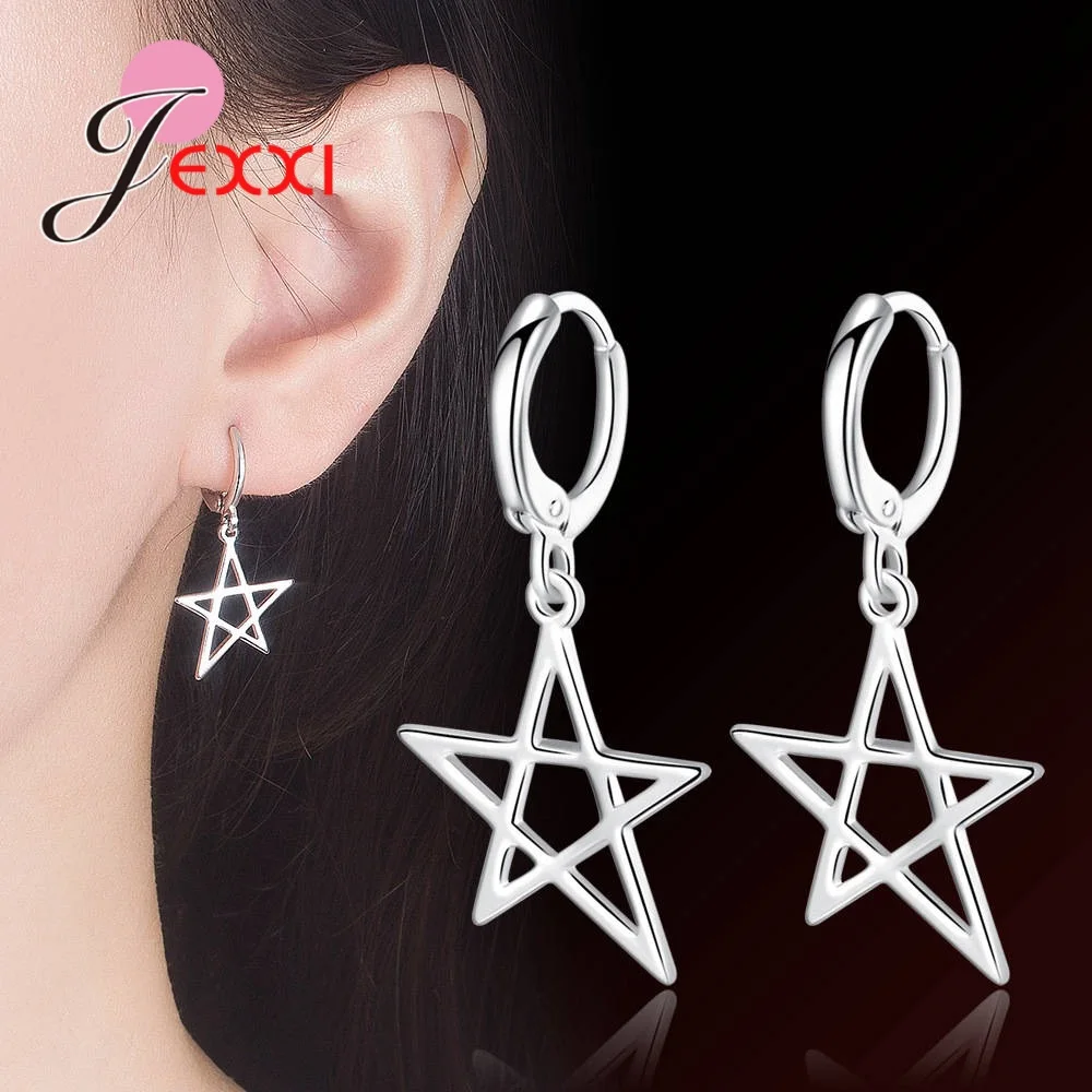 

Korean Style 925 Sterling Silver Dangle Earrings for Women Girls Wedding Fashion Jewelry Pendientes Star Charm Christmas Gift