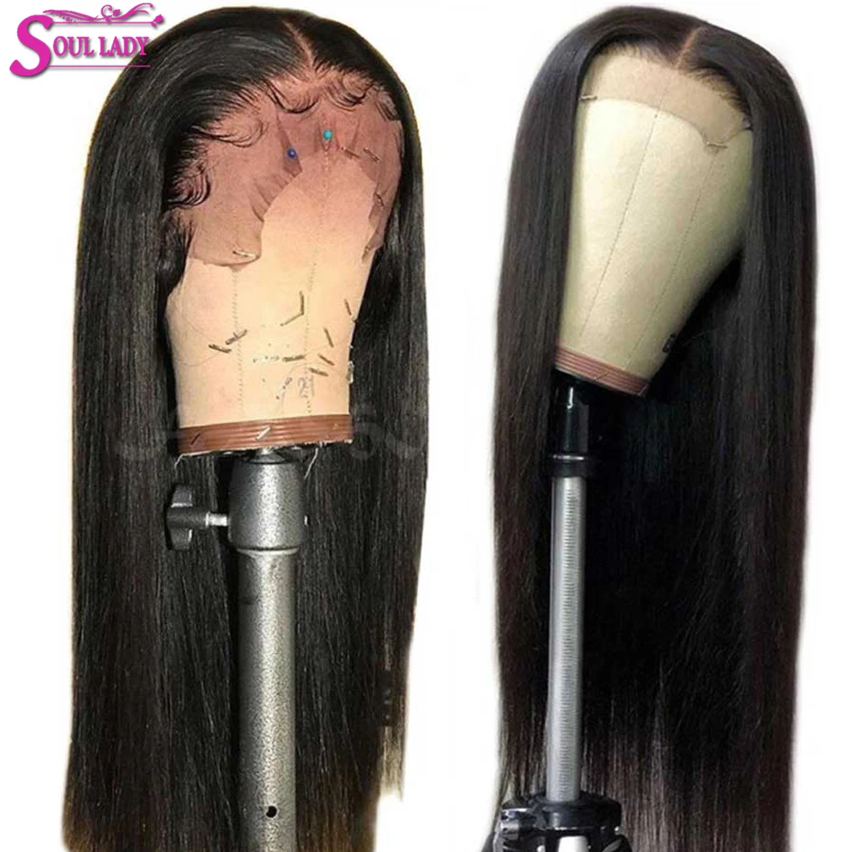 Soul Lady Transparet человеческие кружевные передние прямые парики 150% Малазийские Волосы кружевные передние парики предварительно выщипанные отбеленные узлы кружевные парики