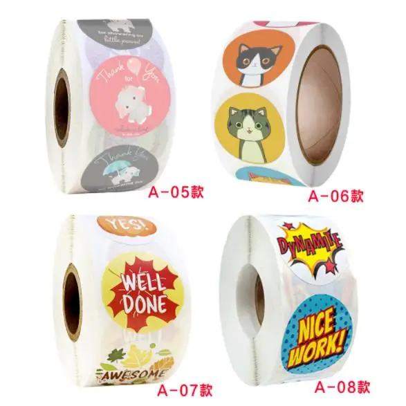 50-500 штук Наградные наклейки для детей детского сада от учителя для поощрения игр, милые животные для изучения