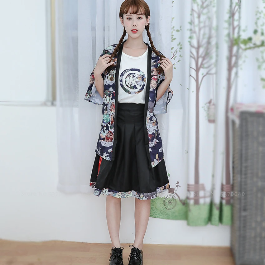 Японский традиционный банный халат-кимоно Yukata куртки женские Hyakki Ukiyo-e кардиган с