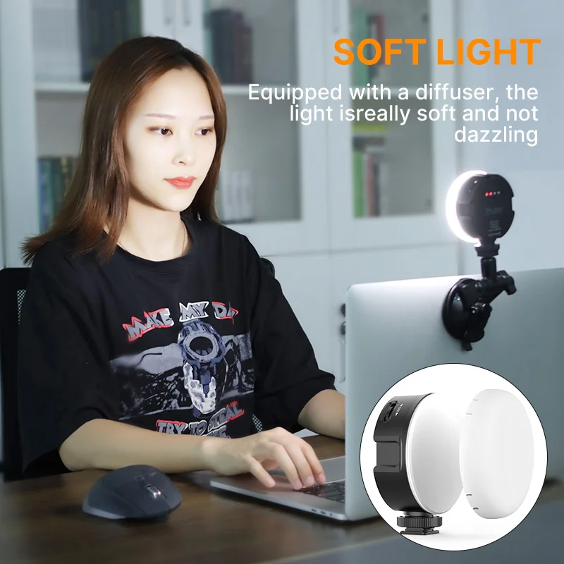 

VIJIM VL69 Online Meeting Laptop Light Kit 2500K-6500k 800 Lux 270Â° Adjustable Led Video Light with Suction Cup Soft Diffuser