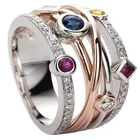 Разноцветные модные циркониевые кольца для женщин, ювелирное изделие, серебристое розовое золото, кольцо для женщин, обручальное кольцо