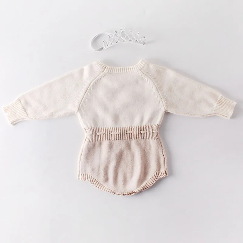 

Newborn Baby Girls Rompers Toddler Jumpsuit Girls Princess Knitted Long Sleeve Baby Clothes Infant Winter Autumn Cotton Outfit