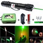 Мощная зеленая лазерная указка 5 мВт лазерный прицел мощное лазерное оборудование 2 в 1 съемный держатель лампы с зарядным устройством 18650