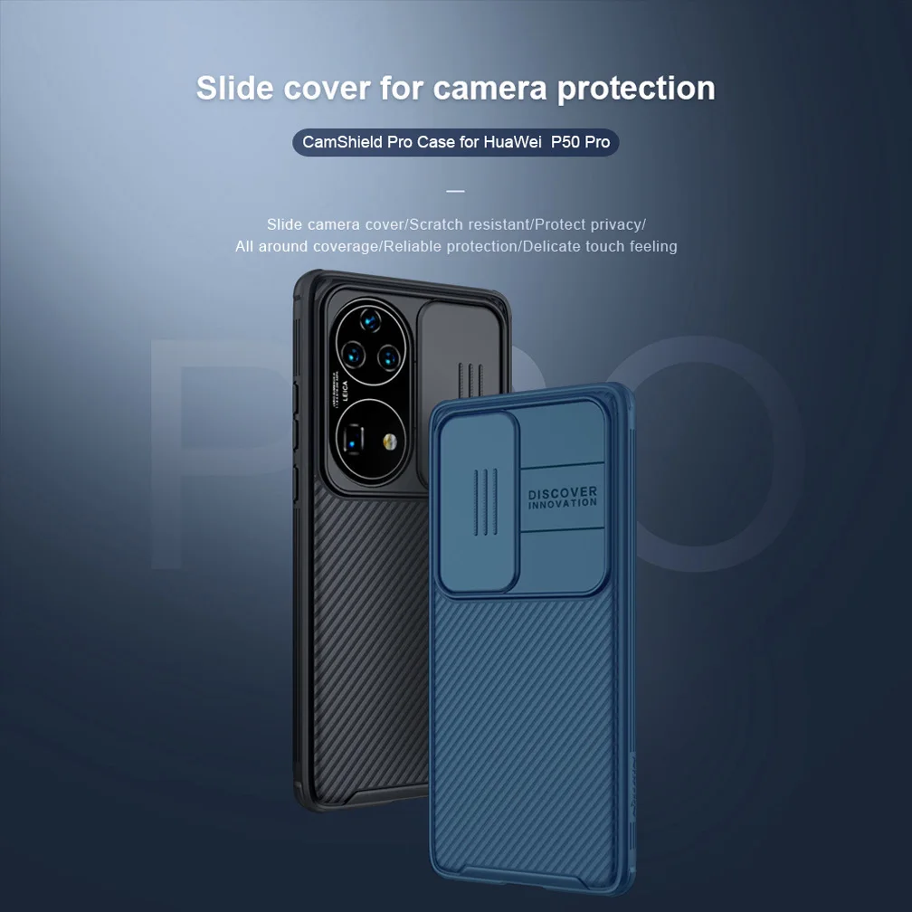 For Huawei P50 Pro Case NILLKIN Camshield Pro Camera Protective Lens Hard Back Soft edge Cover For Huawei P50 Slide Case