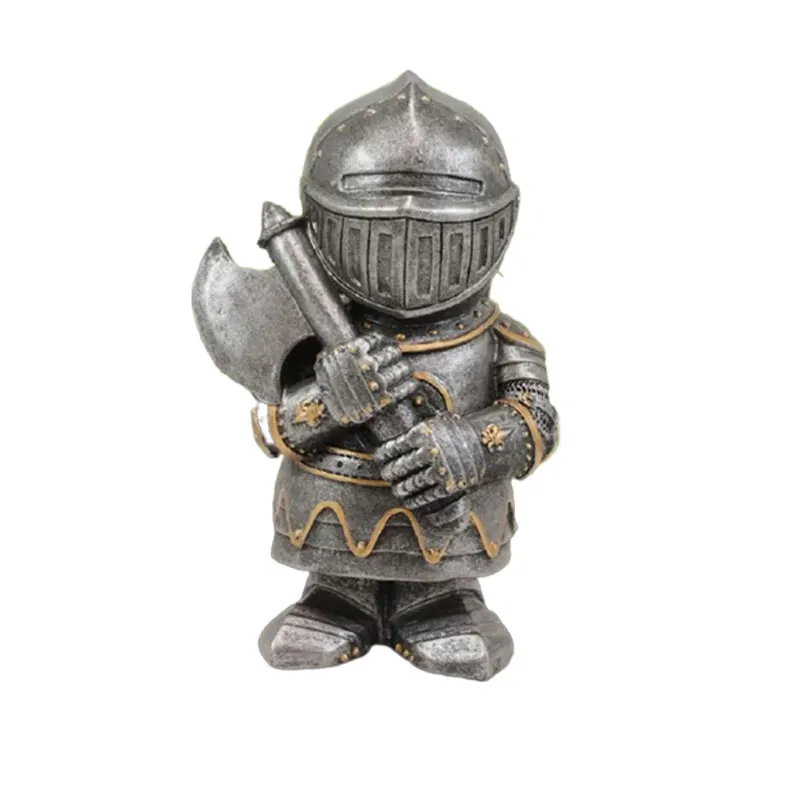 

Knight Gnomes Guard Cross Templar Crusader Figurine Suit of Armor Miniature Dwarf Gnome Ornament Statue Resin Outdoor Yard Decor