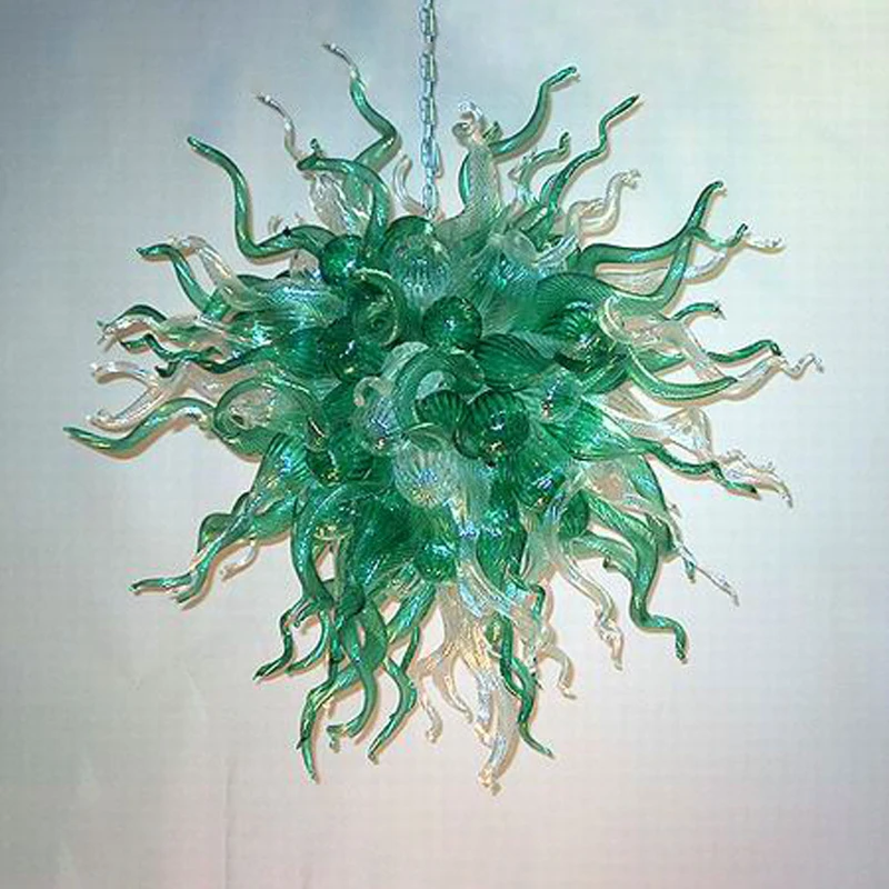 

LONGREE Free Round Style Bedroom Kitchen Fixture Chandelier Lighting Handmade Glass Green Modern Chandeliers for Living Room