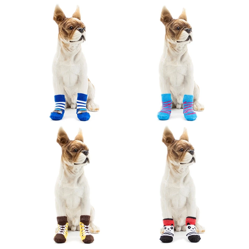 

Вязаные носки для домашних животных, кошек, собак, мягкие, удобные, теплые, Нескользящие, с рисунком собачьих когтей, защитный чехол, товары д...