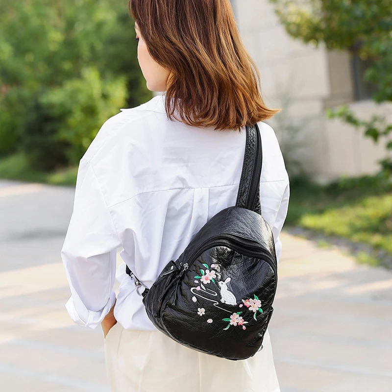Женские кожаные рюкзаки с вышивкой для девочек подростков 2019|Женские рюкзаки| |