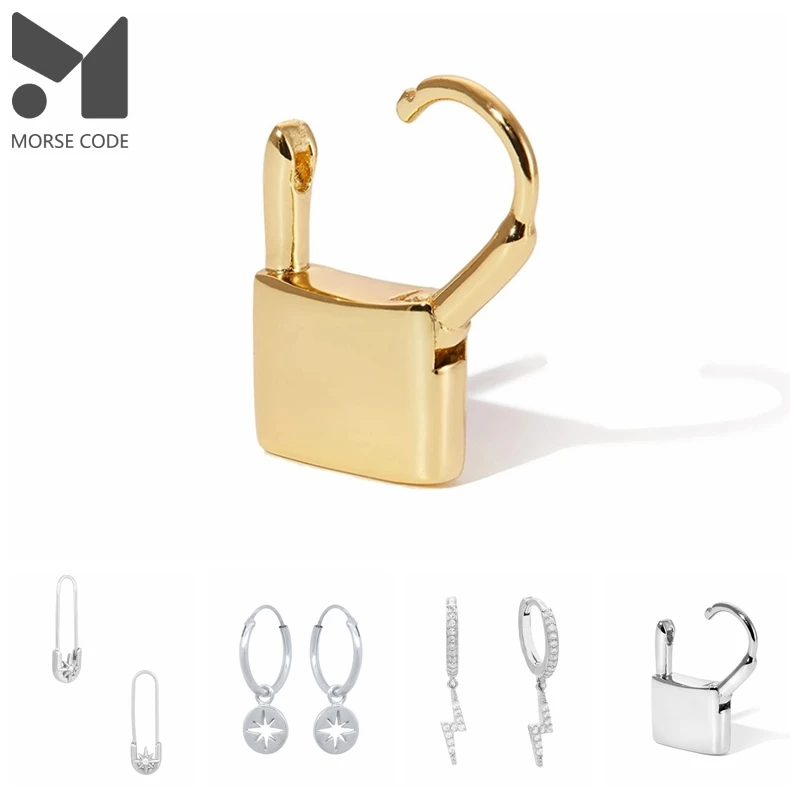 

MC 925 Silver Huggie Earrings Hoops For Women Unusual Lock Clip Honey Bee Pendientes Plata 925 New Creative Fashion Fine Jewelry