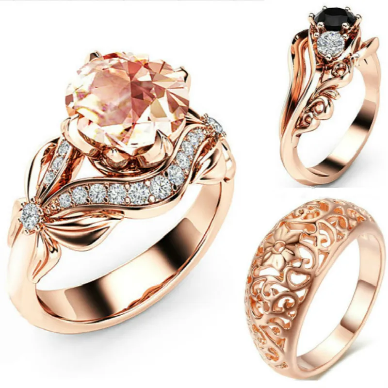 3 шт./компл. винтажное женское кольцо из розового золота разных стилей Новое