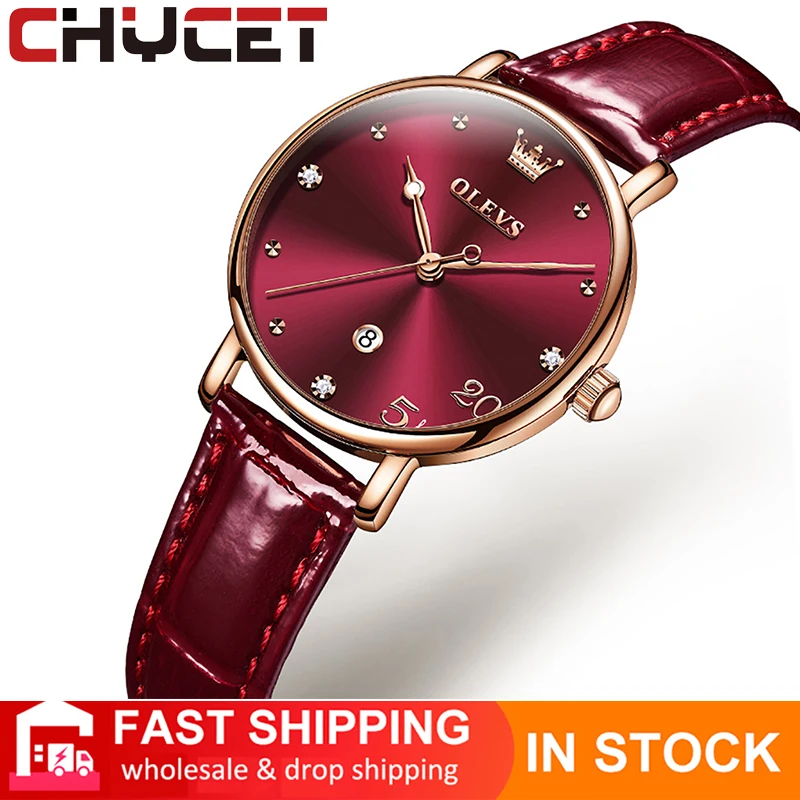 

CHYCET Comfortable Casual Stylish Romantic Women Quartz Watches Luxury Leather Strap Branded Women's Watches Gift Ladies Watch