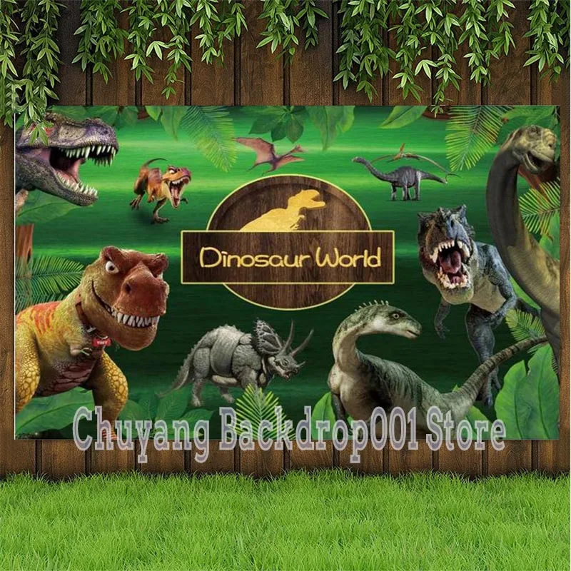 

Dinosaur World Bolon Photo Backdrop Jungle Animal Safari Happy Birthday Party Boys Decoration Photography Backgrounds Banner