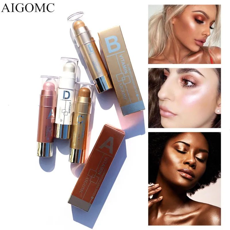 

Highlighter Pen Highliter Stereo High-Light Repair Capacity Pearl Concealer Rod Brightening Stick V Face Professional Make Up