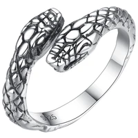 925 sterling silver vintage double snake head thai silver ladies finger rings jewelry unisex open adjustable size ring man